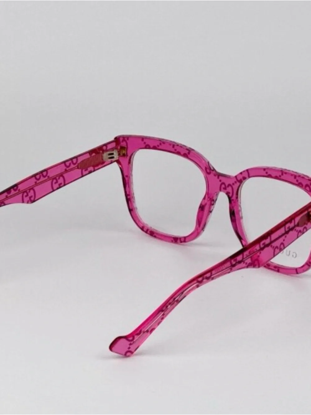 Gucci Hot Pink Transparent GG Square Optical Glasses